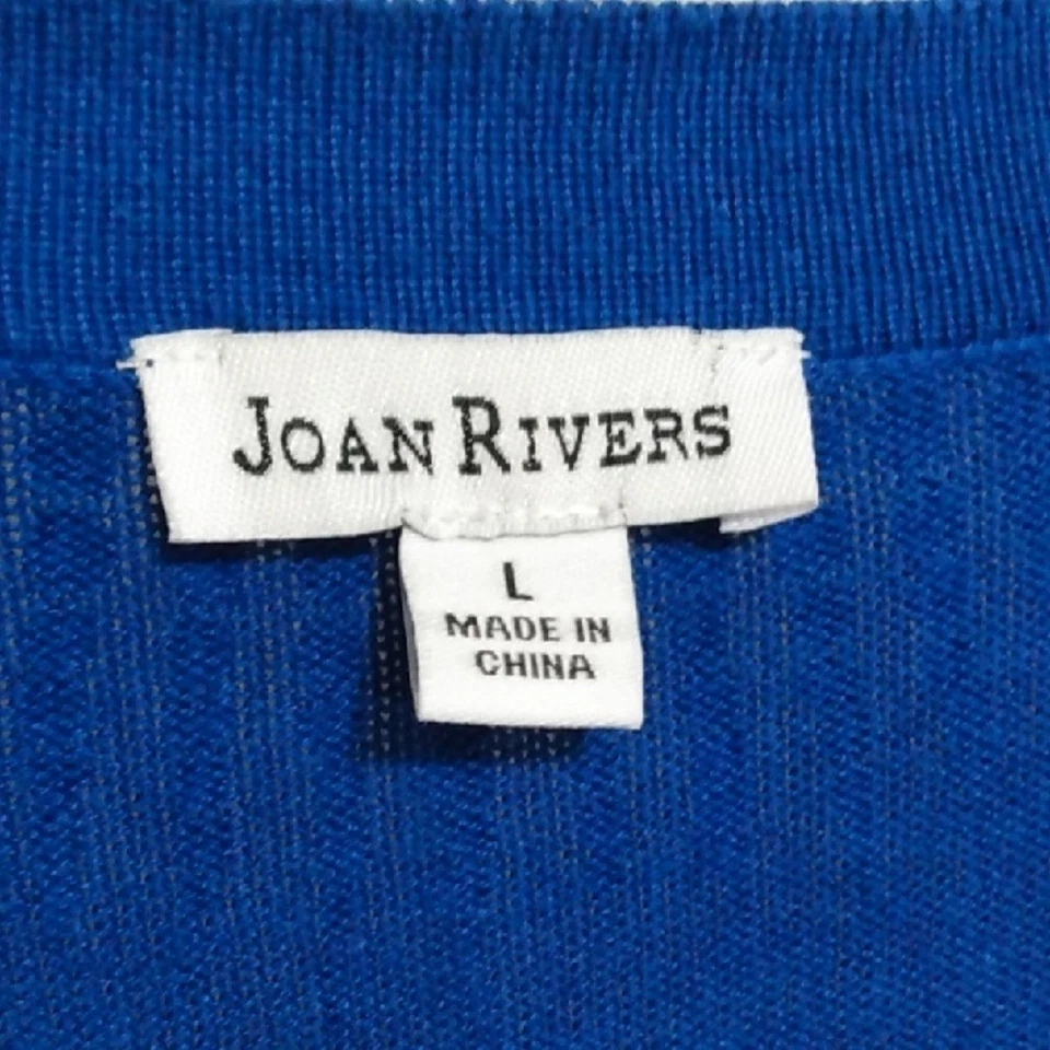 Cárdigan suéter para mujer Joan Rivers azul adornado con lentejuelas talla L Foto 3 de 4