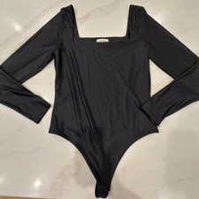 Babaton Aritzia Black Square Neck Long Sleeve Bodysuit Large