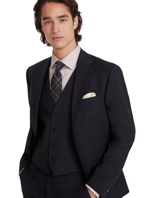 Calvin Klein Mens Slim fit Suit Jacket Blazer 42 R Black Solid Stretch Wool