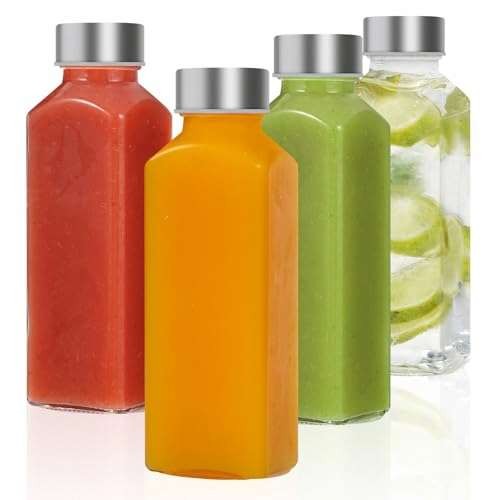 LIMILI Glass Bottles with Lids, Water Bottles with  Assorted colors 