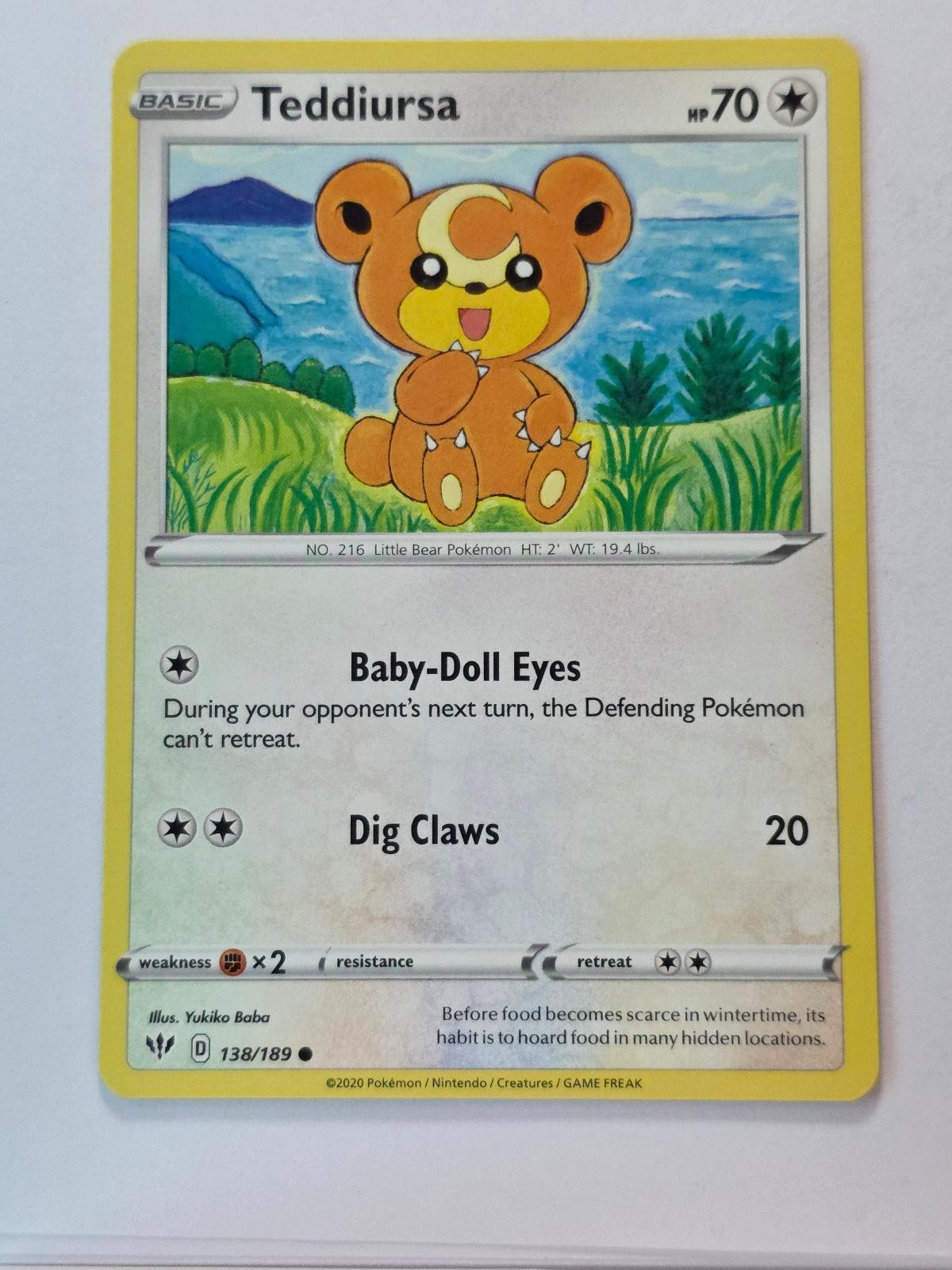 TEDDIURSA 138/189 COMMON DARKNESS ABLAZE NM/M POKEMON