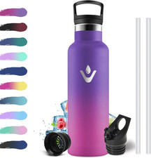 Borraccia Acciaio Inox 500Ml, Borraccia Termica Bambini Con Cannuccia, Isolament