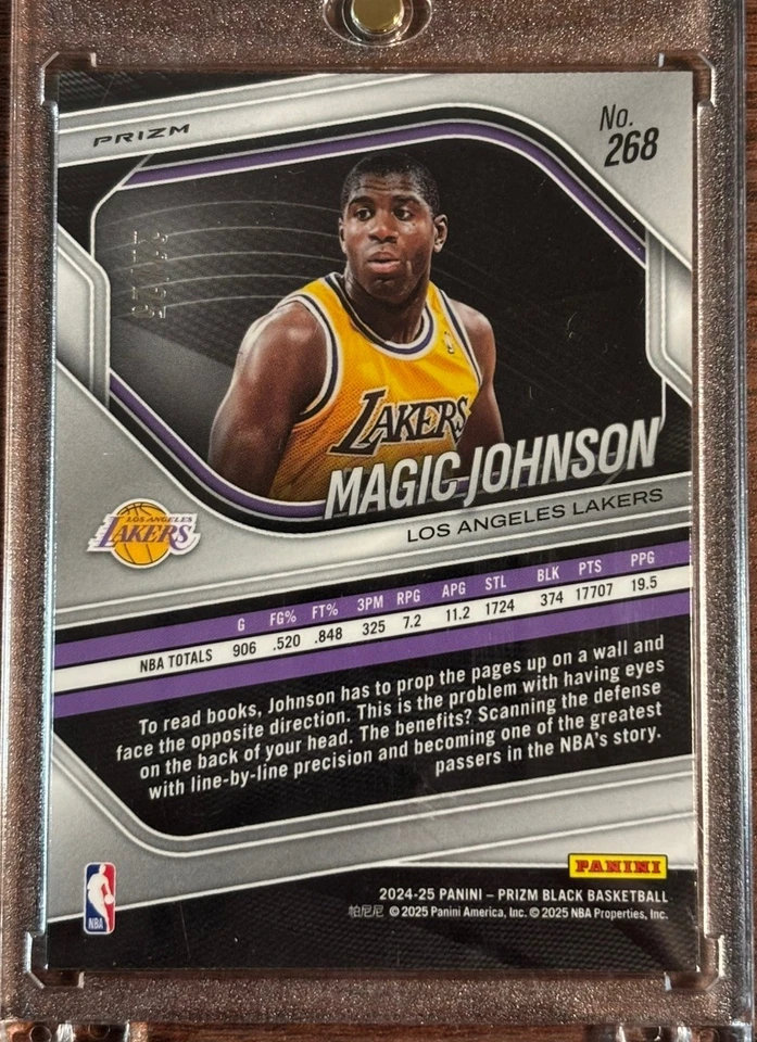 2024-25 Panini Prizm Black Magic Johnson Pulsar Prizm LA Lakers /25!!!! Foto 2 de 3