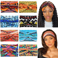 Wide African Headbands for Women Boho Twist Head Bands Elastic Turban Headwraps