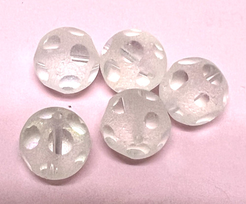 5 Vintage Dot Cut AB Crystal Glass Beads 7/16 In Rounds