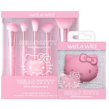 🎀 Wet n Wild Hello Kitty 50th Anniversary Makeup Brush Set+Sponge FREE SHIPPING