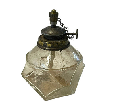 Kleine Alkohollampe Glas facettiert Alkoholbrenner Spiritusbrenner 11,5 cm 57127