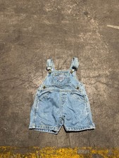 Vintage Baby Guess 12 M Denim Jean Overalls Logo Light Wash