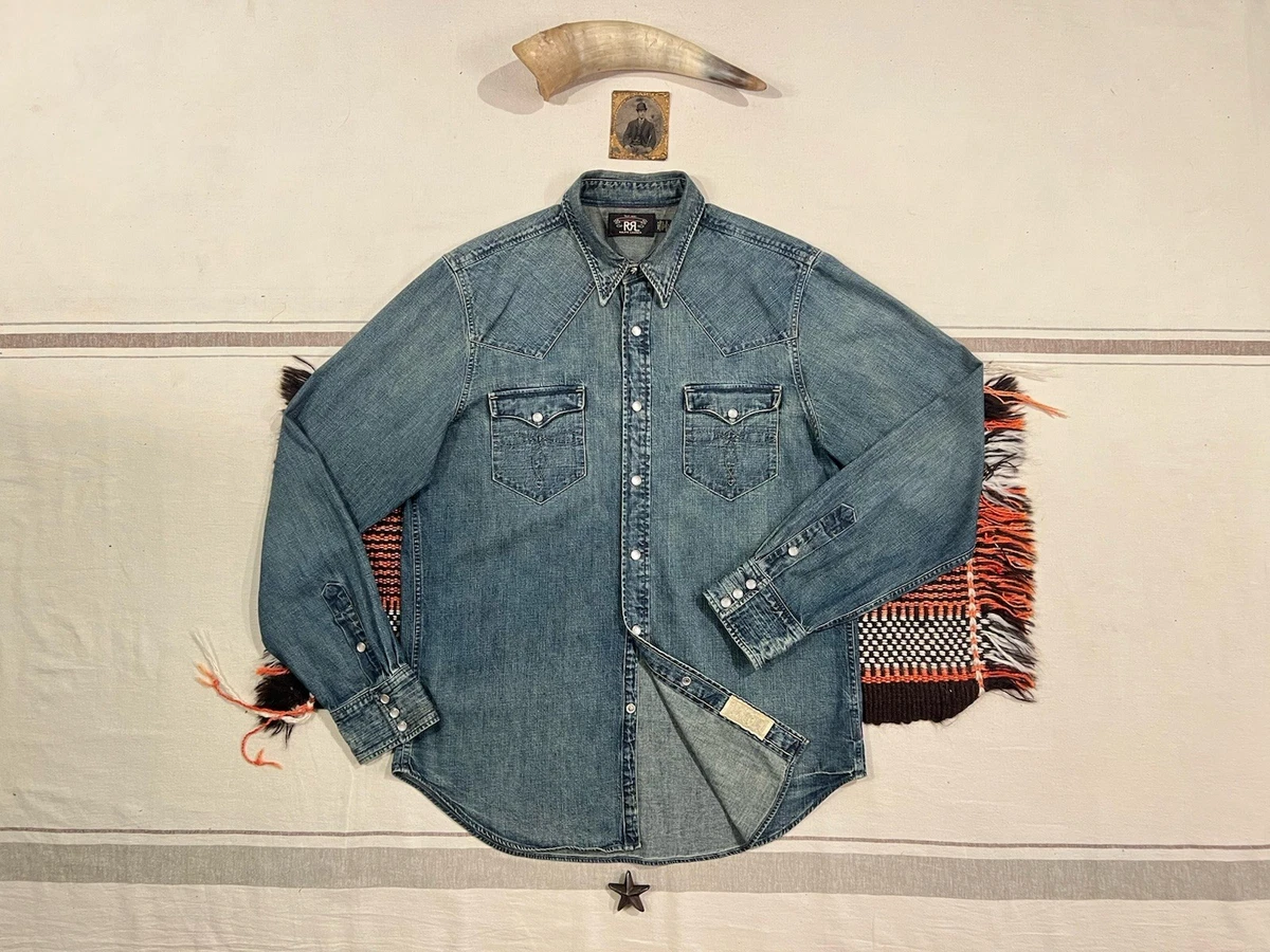 RRL Denim Solid Casual Button-Down Shirts for Men for sale | eBay