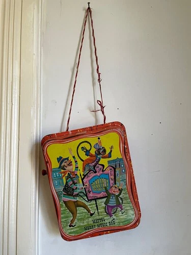 Vintage 1950’s MATTEL Merry MUSIC BOX Metal Toy Organ Grinder - Not Working