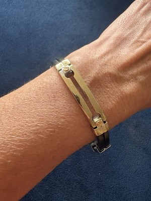 BARAKA 18kt Gold and Rubber Bracelet Made In Italy Authentic