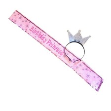 Light Up Princess Crown and Pink Birthday Princess Bundle
