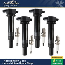 4X Ignition Coil  IRIDIUM Spark Plug For 2006-2011 Hyundai Accent Kia Rio UF499
