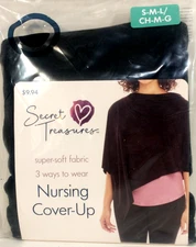Secret Treasures Nursing Cover Up / Scarf Black Stretch Size S-M-L Breastfeeding