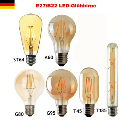 E27 Vintage Edison Lampe LED Glühbirne Filament 4W Retro Leuchtmittel Warmweiss