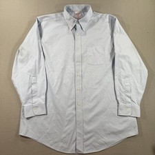 Brooks Brothers Madison Dress Shirt Mens 17 34 Blue Solid Non Iron Supima Cotton