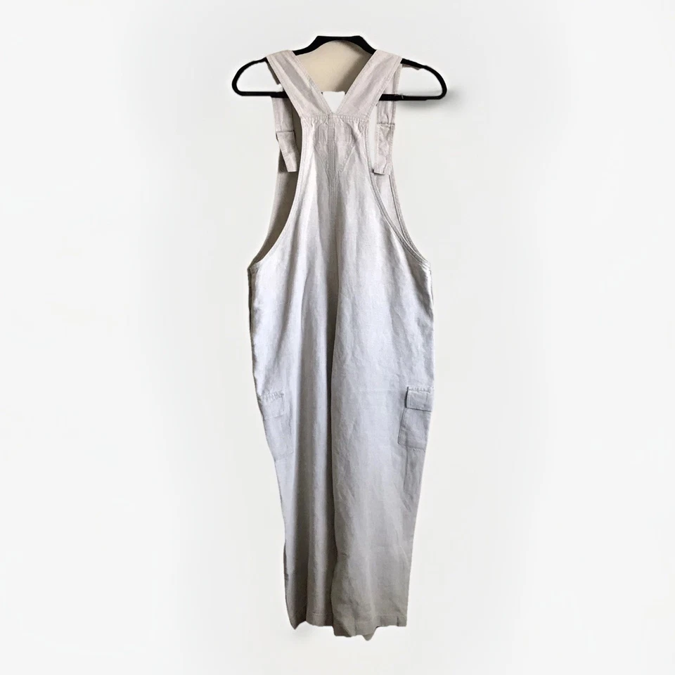 Eddie Bauer Outfitter Women's 100% Linen Crop Overalls Size Large Beige Natural - Image 3 of 4