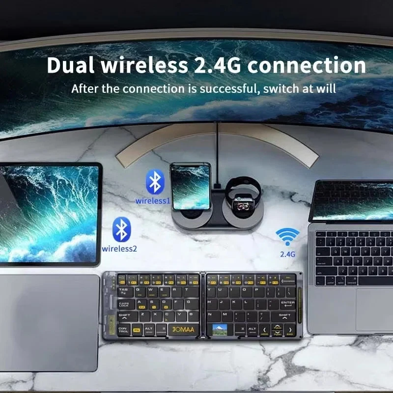 Transparent Foldable Wireless Keyboard Bluetooth Keyboard with Mouse Folding - Image 2 of 4