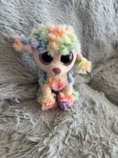 TY rainbow poodle beanie