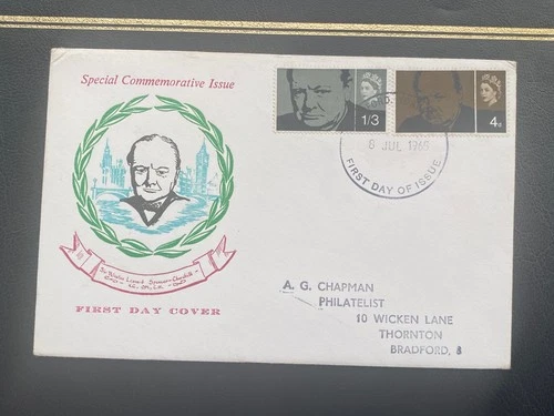 8/7/1965 UK GB FDC (Ord) - Sir Winston Churchill - Bradford, Yorkshire FDI