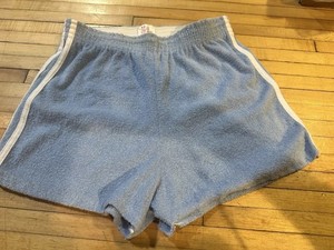 Vintage 80s Terry Cloth Baby Blue Beach Booty Shorts Size Vtg Large