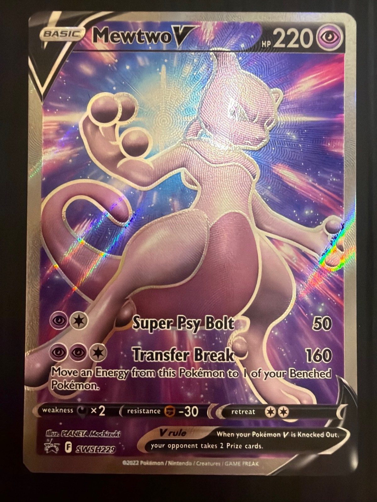 Pokemon Mewtwo V SWSH229 Full Art Ultra Rare SWSH Promo Holo Card NM