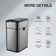 Kitchen Automatic Stainless Steel Touchless Trash Can Garbage Bin Motion Sensor