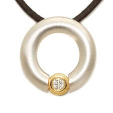 Lederkette 42cm mit einem Platin/750 Gold  An...
