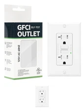 2-Pack 20A GFCI Outlet TR WR Self-Test LED Receptacle with Plate