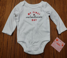 NWT Infant 0-3M 3-6M Bodysuit MY 1st Valentine's Day Holiday White Long Sleeve