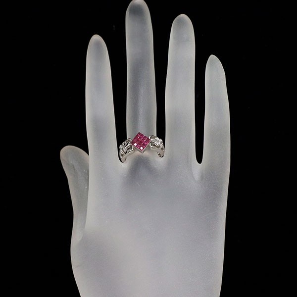 Les Essentials K18WG Ruby Diamond Ring - Auth fre… - image 3