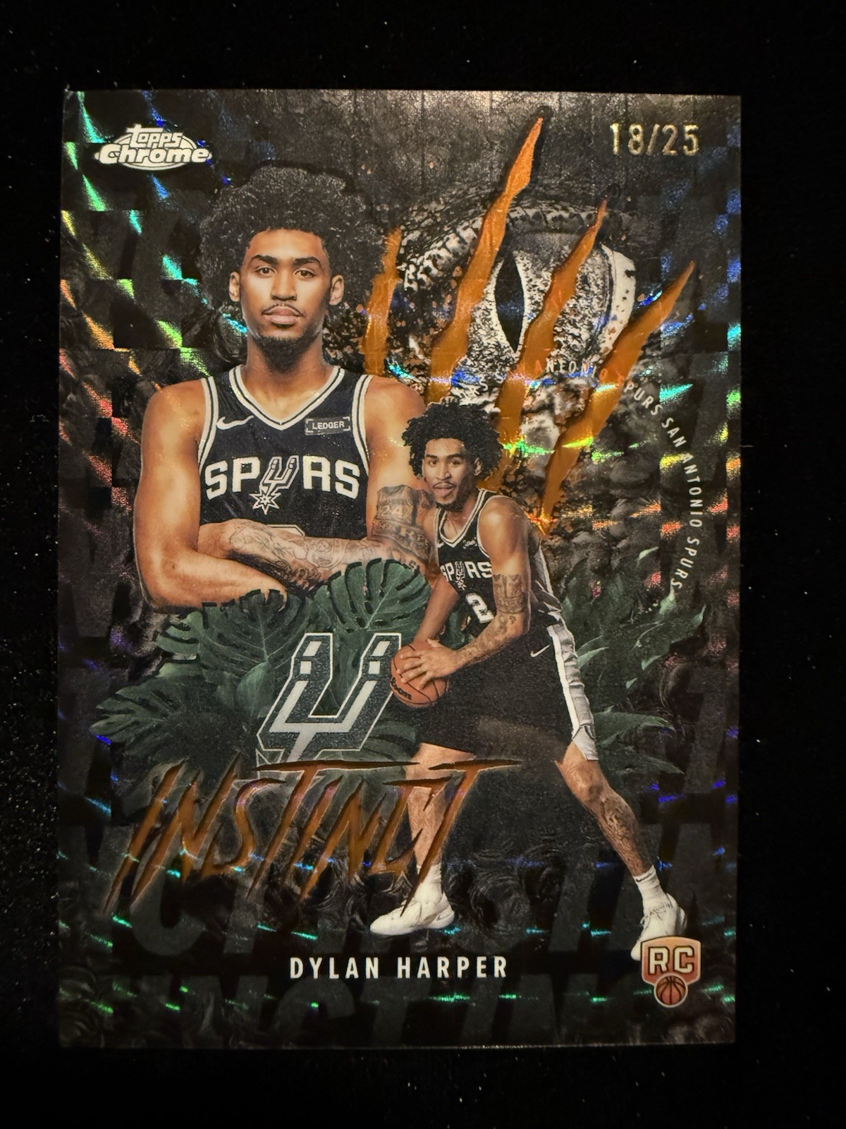 2025-26 Topps Chrome Dylan Harper RC 18/25 Rookie Orange Refractor Instinct Spur