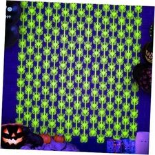 Halloween Party Decorations, 2 Pack Spider Fringe Curtains, Fluorescent Yellow