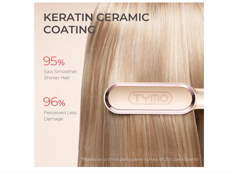 Anillo Cepillo Alisador - Plancha con Peine, 5 Niveles y Calentado en años 20, Melocotón Foto 2 de 4