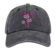 Halloween Breast Cancer Warrior Dandelion Pink Ribbon Washed Dad Hat