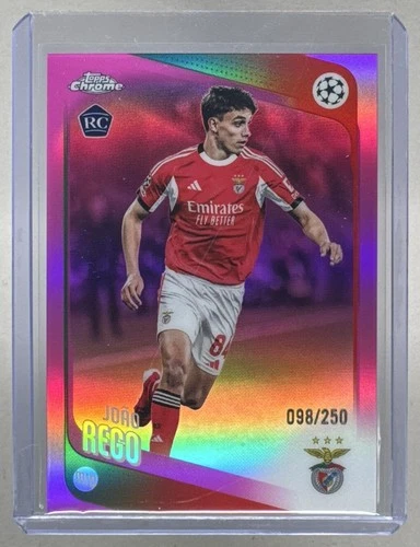 Joao Rego 2025 Topps Chrome UEFA CC #168 Pink Refractor Rookie RC /250