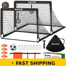 Bearwill 4x3ft Soccer Goal Set of 2 for Kids - Portable Training Equipment