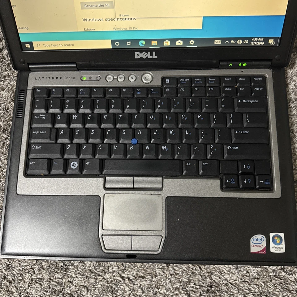 Laptop Dell D630 2,2 GHz 2 GB Windows 10 Pro 80 GB HD sin batería Foto 4 de 4