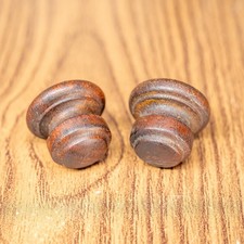 Vintage Radio Knobs 2pc 1930s Deco Hardwood 14 D Shaft