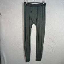 Uniqlo Heattech Striped Thermal Leggings Men Small Stretch & Warmth Blend Green