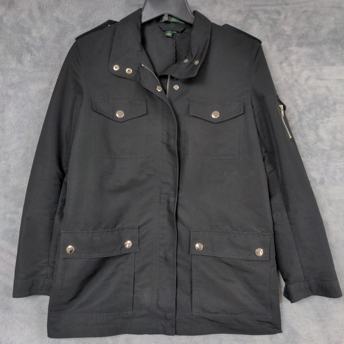 Lauren Ralph Lauren Petite Women’s Black Zip Button Up Jacket P/L with  Belt