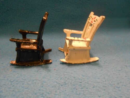 Vintage Salz & Pfefferstreuer lackiert Gusseisen Schaukelstühle schwarz weiß - Bild 3 von 6
