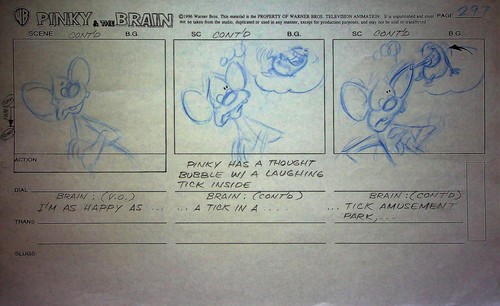 Pinky and the Brain 1995 Production Hand-Drawn Studio Storyboard Page WB