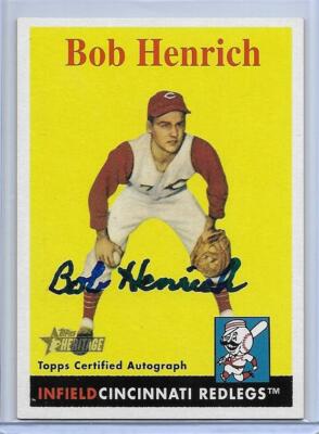 2007 TOPPS HERITAGE BOB BOBBY HENRICH SIGNED AUTO #ROA-BH CINCINNATI REDS