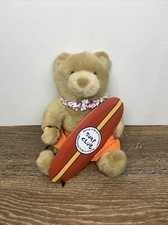 Build A Bear Tan Teddy Bear With Surf Board Island Floral Necklace Pants Clothes