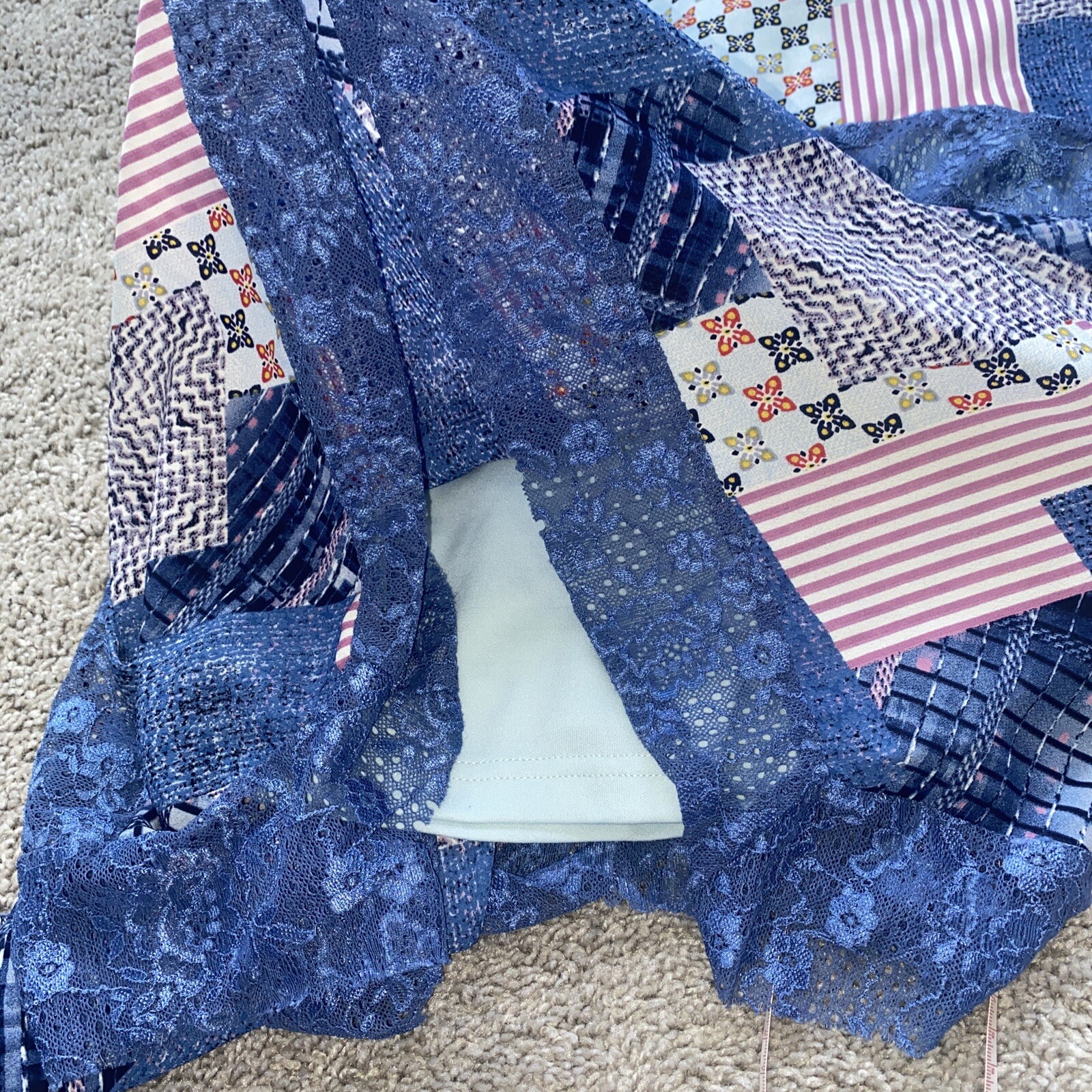 b-SHARP Patchwork Dress Tunic Lace-Trim Handkerch… - image 7