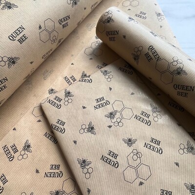 Geschenkpapier Bienenkönigin Wabe 50 cm breit umweltfreundlich, 100% recyceltes Kraftpapier |