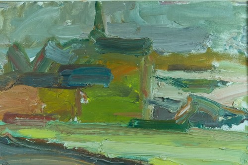 Painting Modern Abstraction Landscape Signed Erik Birger Gustavsson Sweden Xx Th