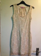 Ladies Paprika Gold Lace Style Glitter Sleeveless Party Cocktail Dress Size 8