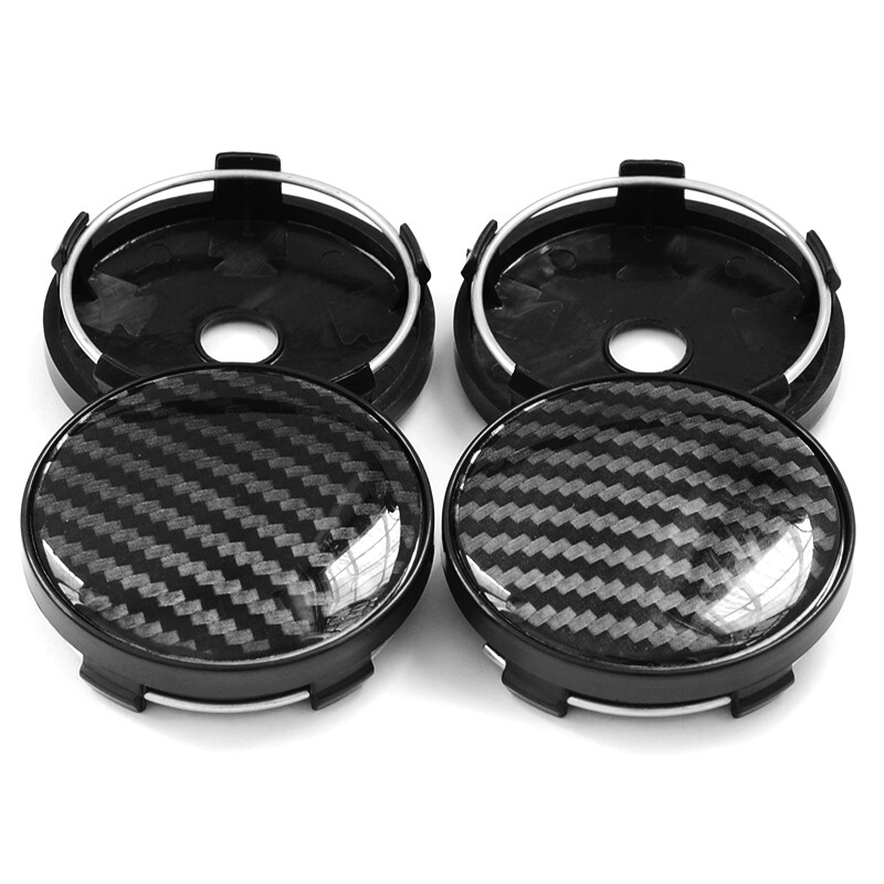 4pcs 60mm IN 58mm 3D Carbon Fiber Car Wheel Center Hub Cap Dustproof